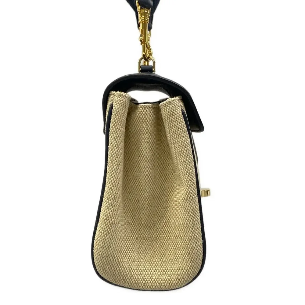Celine Teen Soft 16 (Seau) Shoulder Bag 196852DJ9.01NA Beige Navy Fabric Leather